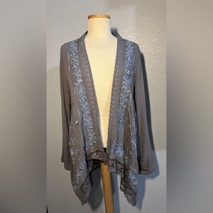 Sundance Gray Cardigan with Light Blue Embroidery